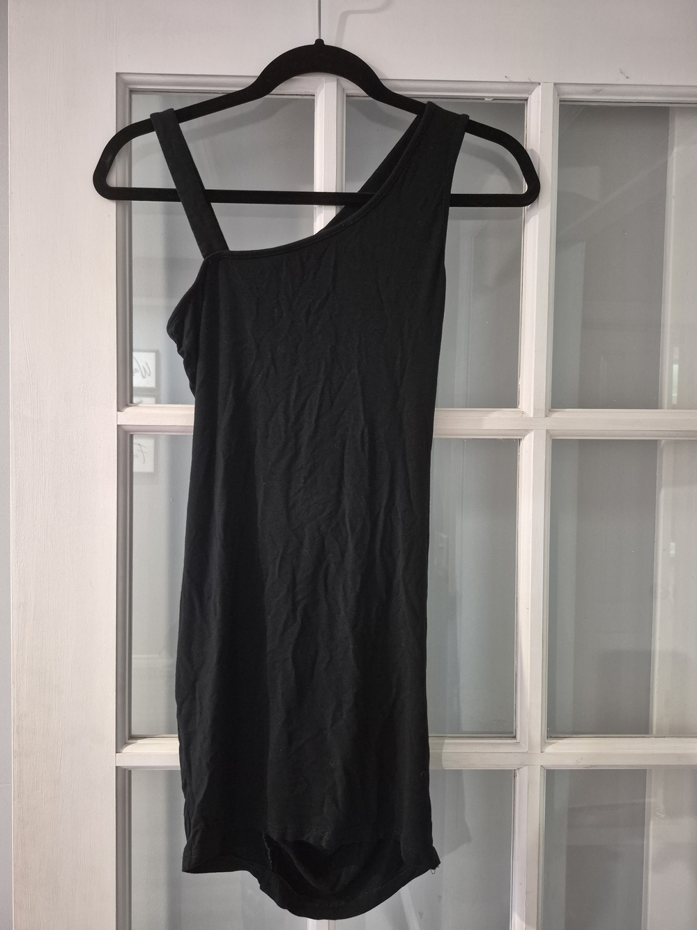 Shein One-Shoulder Black Ruched Button-Trim Dress Size S/M - Picture 3 of 5
